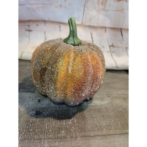 Shiny dark orange pumpkin Halloween fall Decor figure Harvest - Picture 4 of 7
